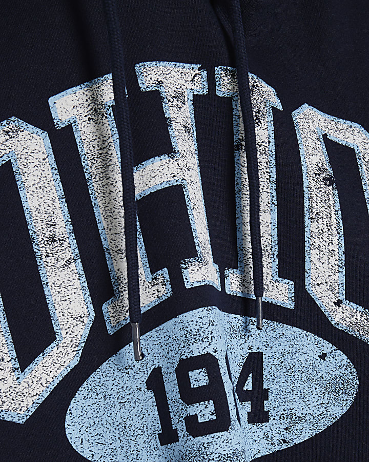 Navy Long Sleeve Ohio Cropped Hoodie