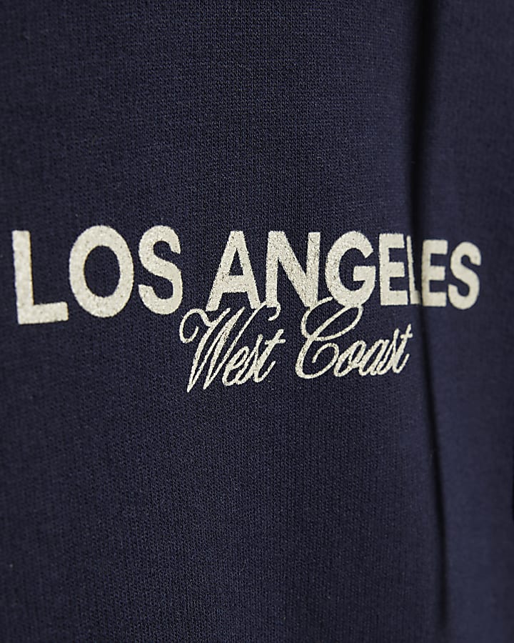 Navy Los Angeles Back Print Hoodie