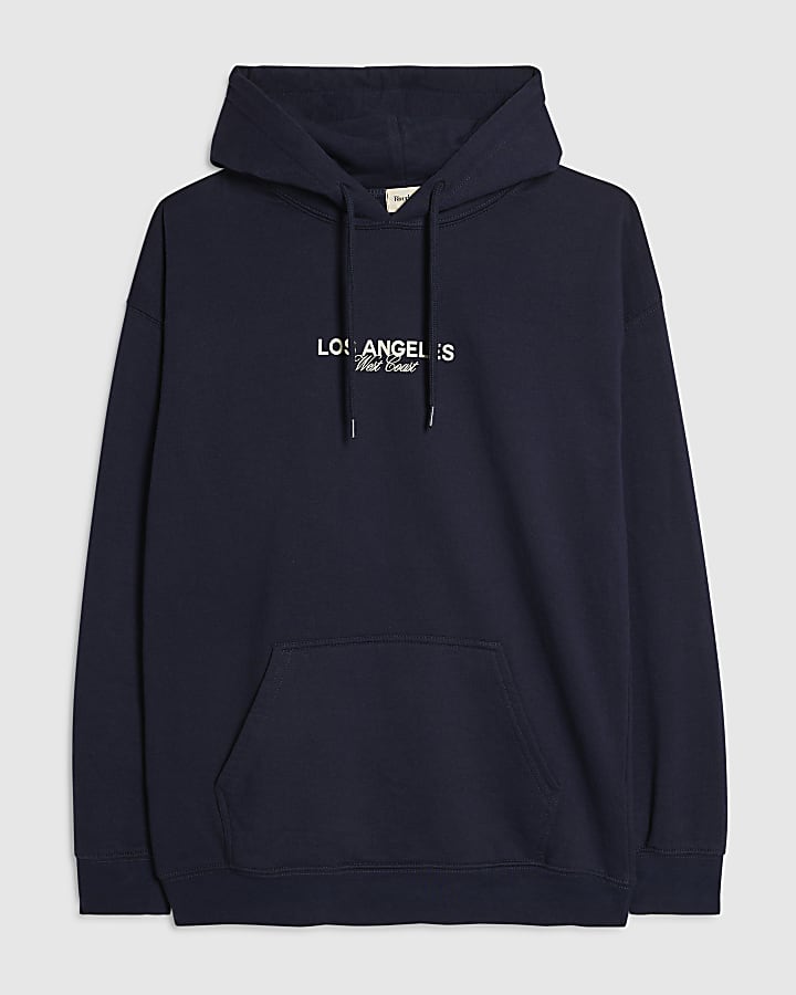 Navy Los Angeles Back Print Hoodie