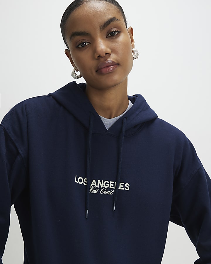 Navy Los Angeles Back Print Hoodie