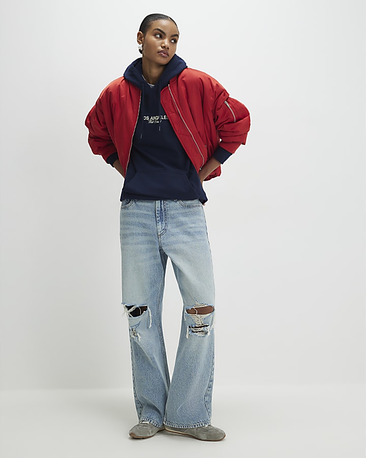 Navy Los Angeles Back Print Hoodie