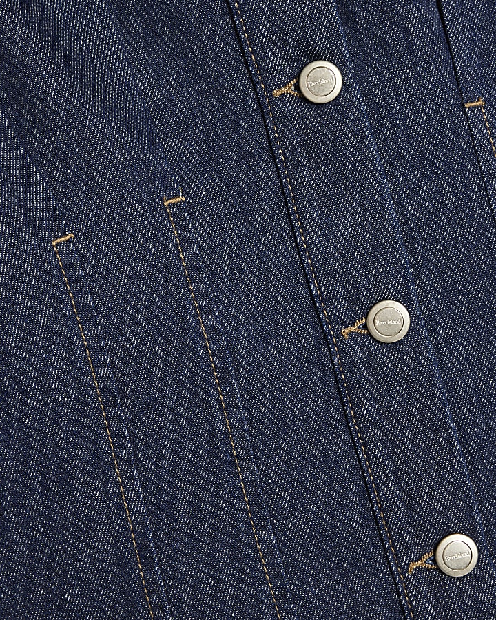 Blue Denim Fitted Barrel Sleeve Jacket