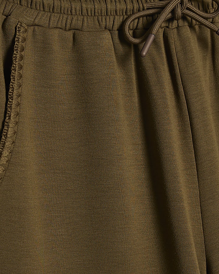 Khaki Premium Whipstitch Wide Leg Joggers