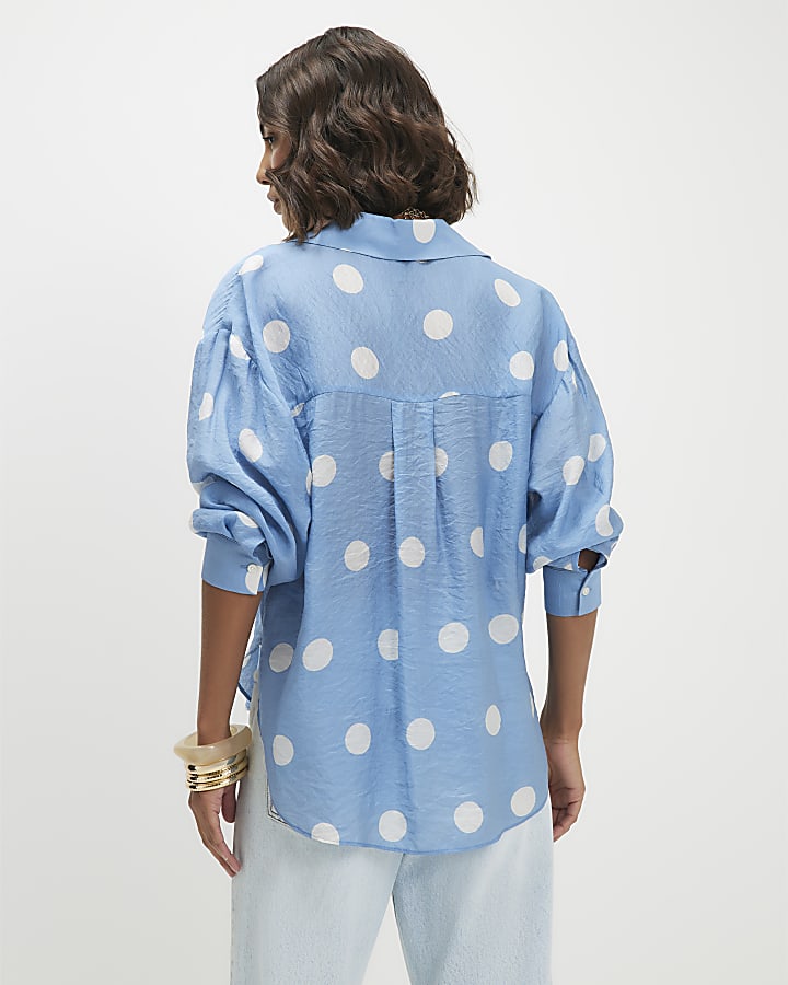 Blue Spot Print Long Sleeve Shirt