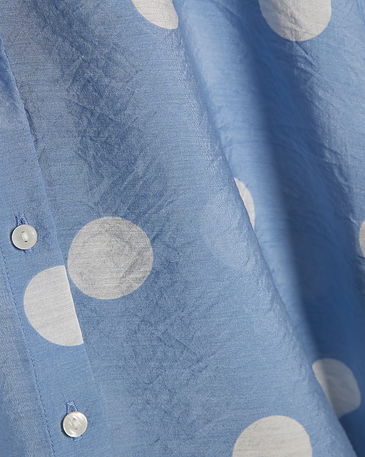 Blue Spot Print Long Sleeve Shirt