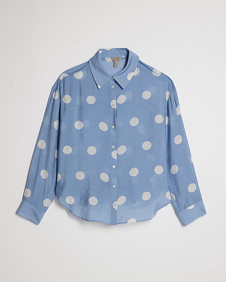 Blue Spot Print Long Sleeve Shirt