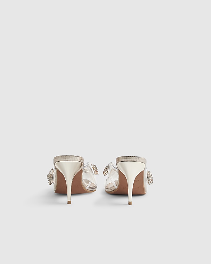 Rose Gold Perspex Diamante Flower Court Heels