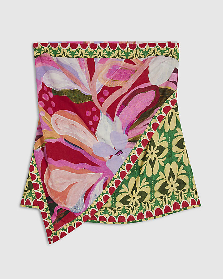 Pink Printed Bandeau Top