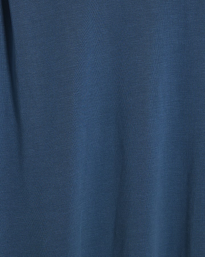 Blue Short Sleeve Bubble Hem Top