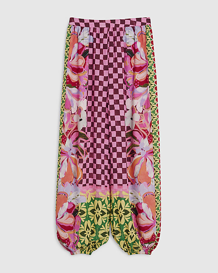 Pink Printed Balloon Trousers