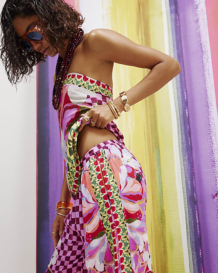 Pink Printed Balloon Trousers