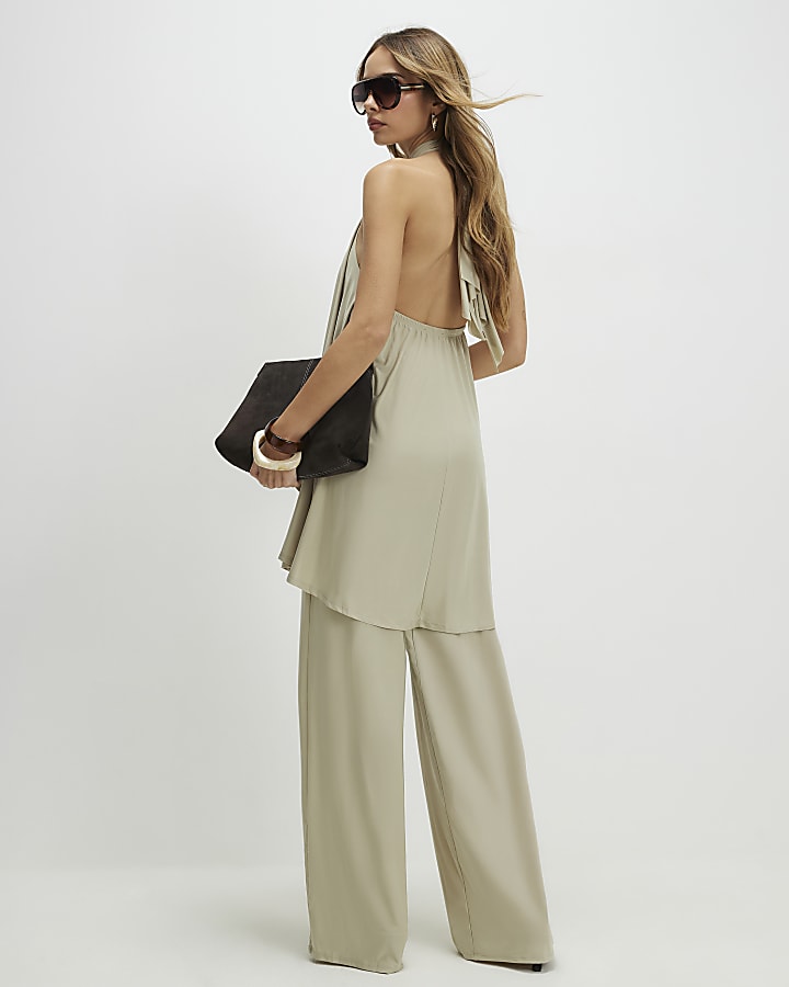 Green Halter Neck Jumpsuit