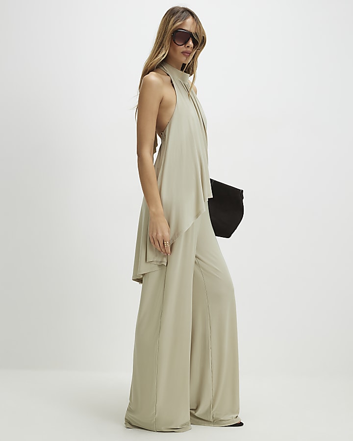 Green Halter Neck Jumpsuit