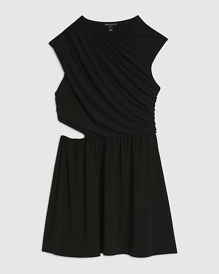 Black Ruched Cut Out Mini Dress