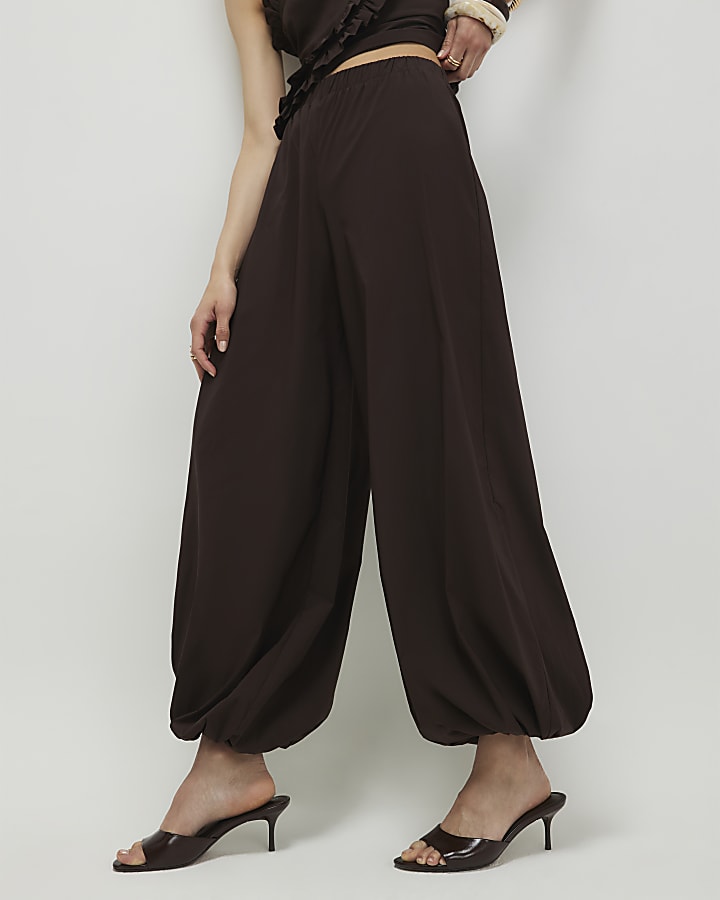 Brown Balloon Leg Trousers