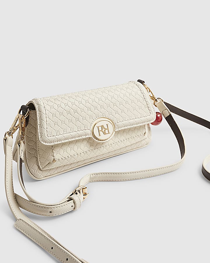 Cream Monogram Flap Shoulder Bag