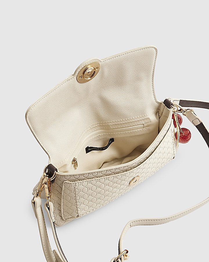 Cream Monogram Flap Shoulder Bag