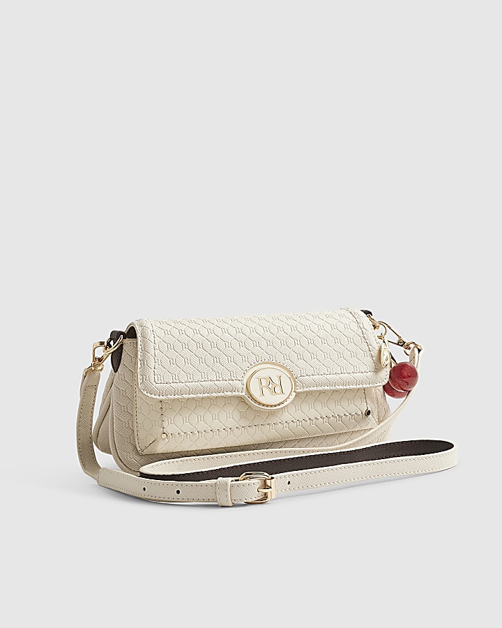 Cream Monogram Flap Shoulder Bag