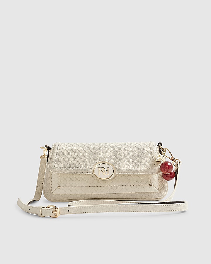 Cream Monogram Flap Shoulder Bag