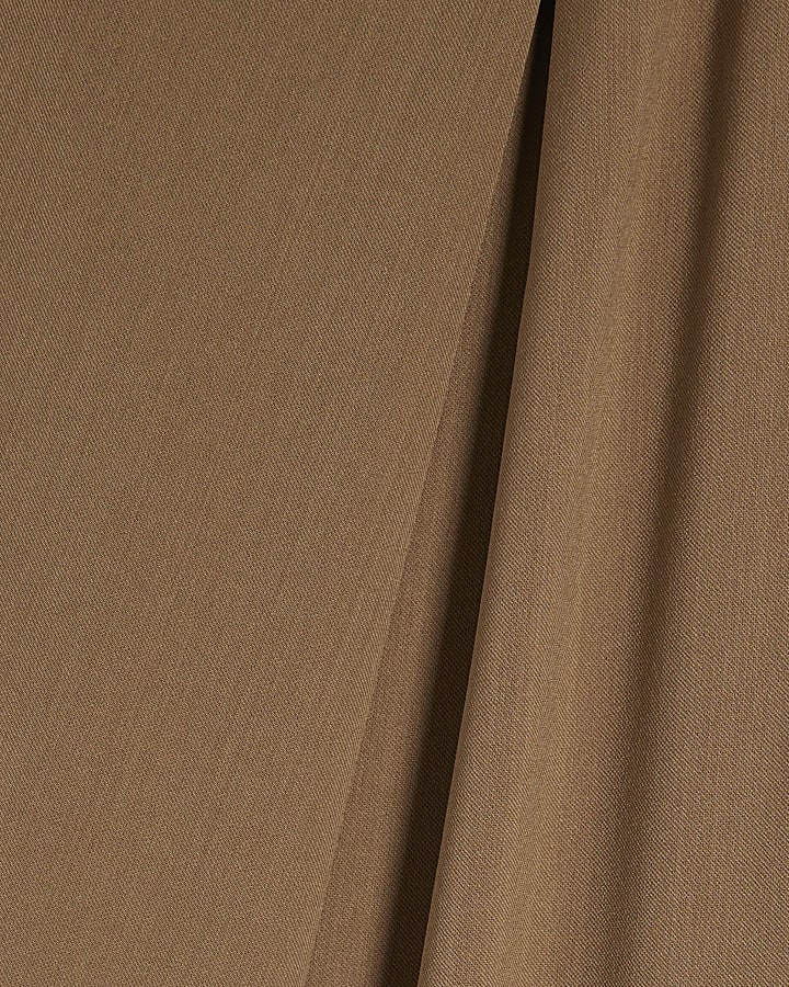 Petite Beige Belted Barrel Leg Trousers
