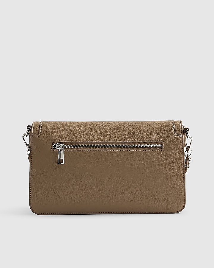 Beige RR Flap Front Shoulder Bag