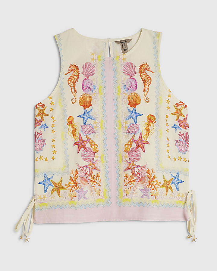 Cream Sea Print Tank Top