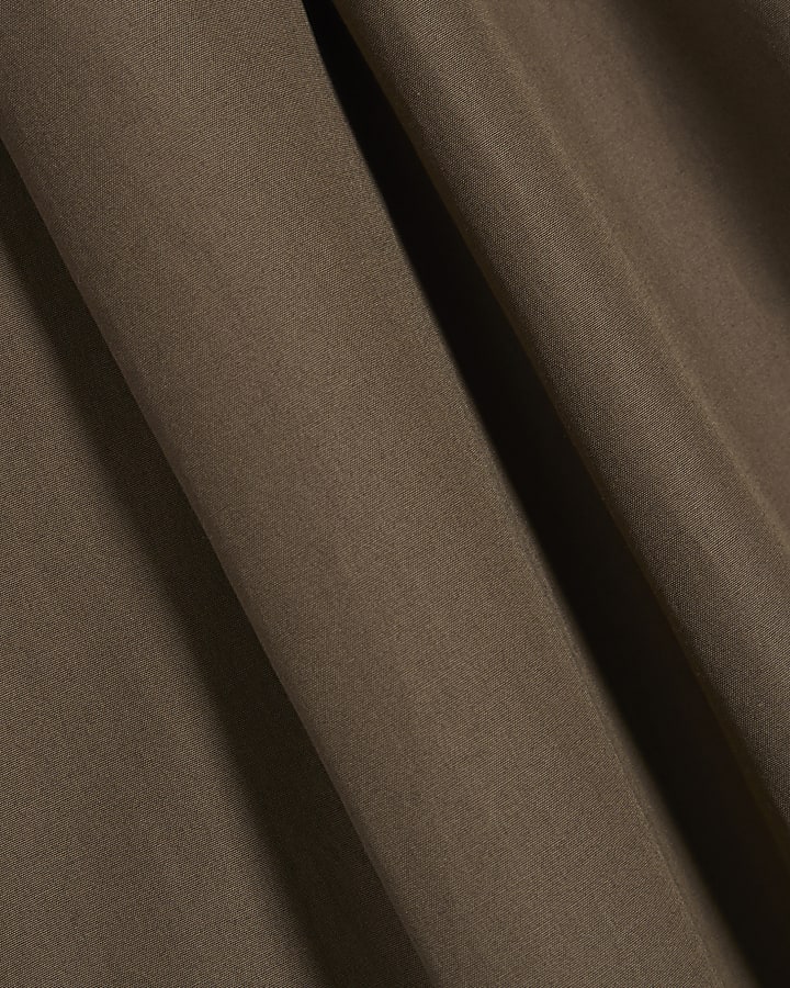 Khaki Tie Waist Super Wide Leg Trousers