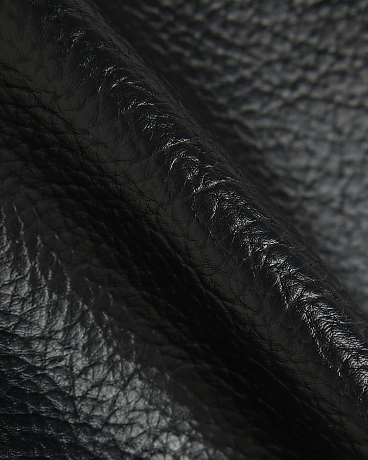 Black Faux Leather Pocket Detail Mini Skirt