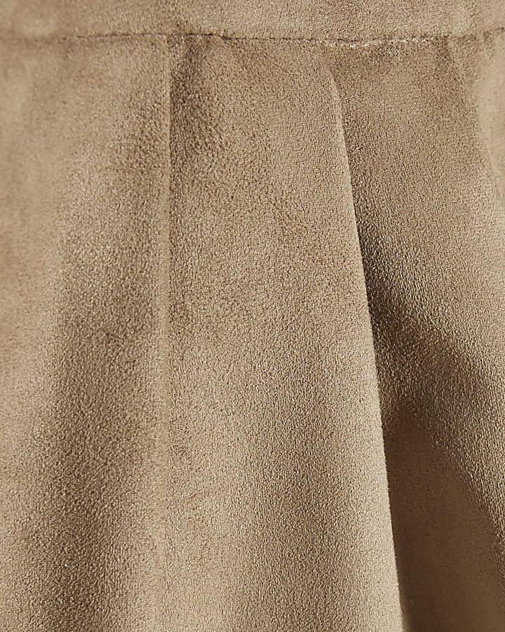 Beige Faux Suede Flippy Shorts