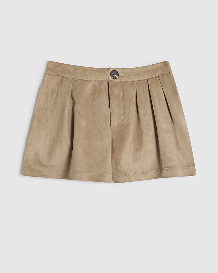 Beige Faux Suede Flippy Shorts