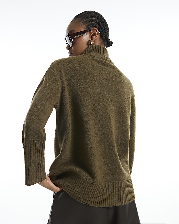 Khaki Button Shoulder Jumper