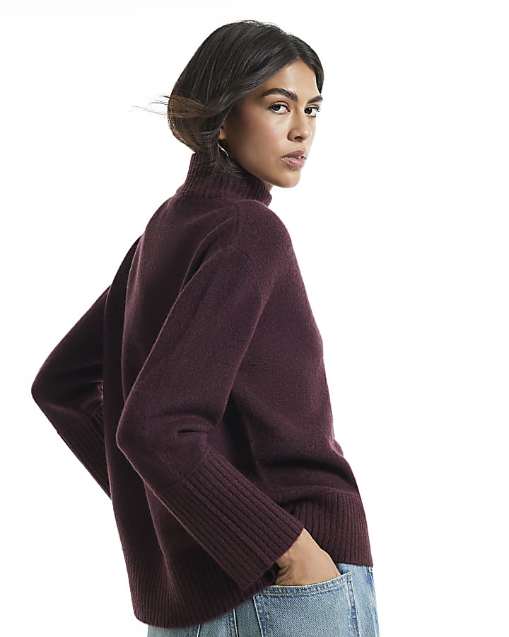 Burgundy Button Shoulder Jumper