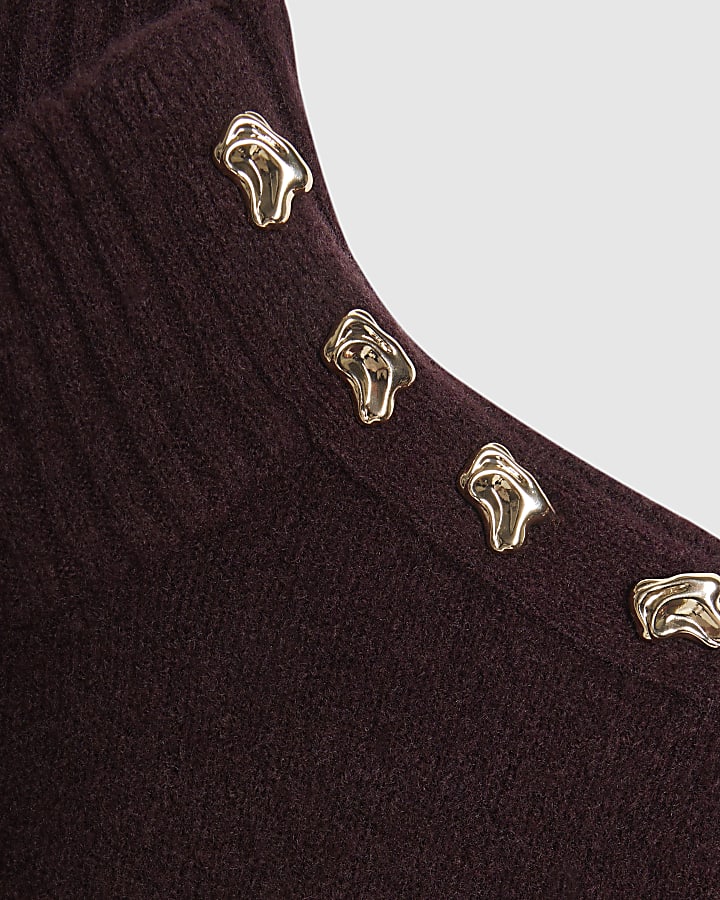 Burgundy Button Shoulder Jumper