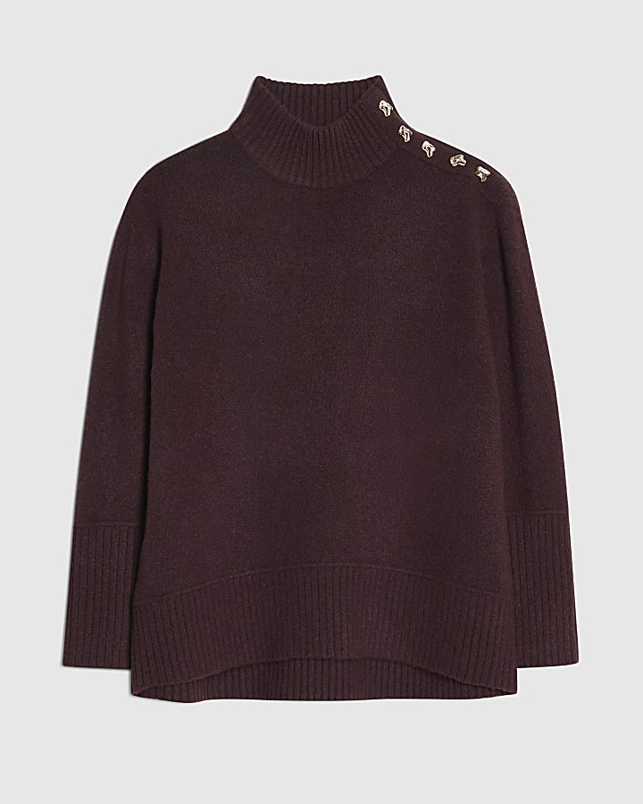 Burgundy Button Shoulder Jumper