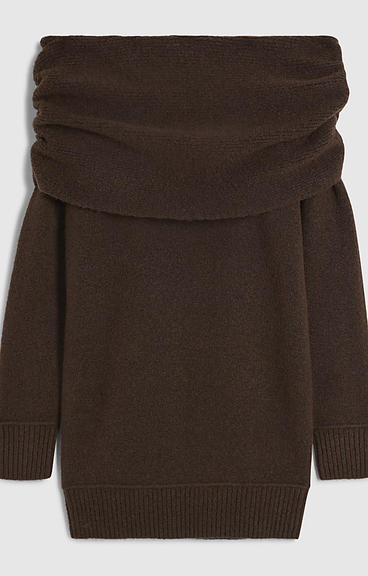 Brown Bardot Jumper Dress