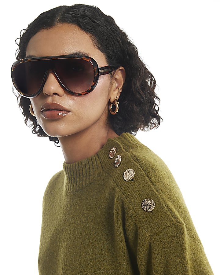 Khaki Button Shoulder Jumper Dress