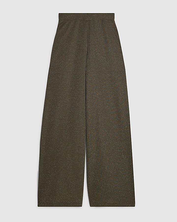 Khaki Glitter Wide Leg Trousers