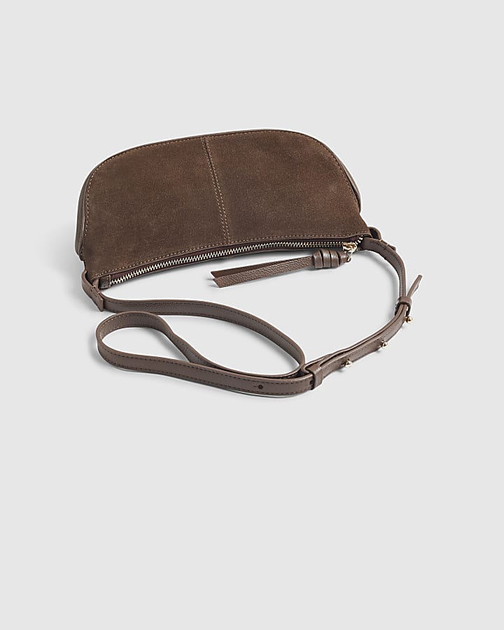 Brown Suede Cross Body Bag