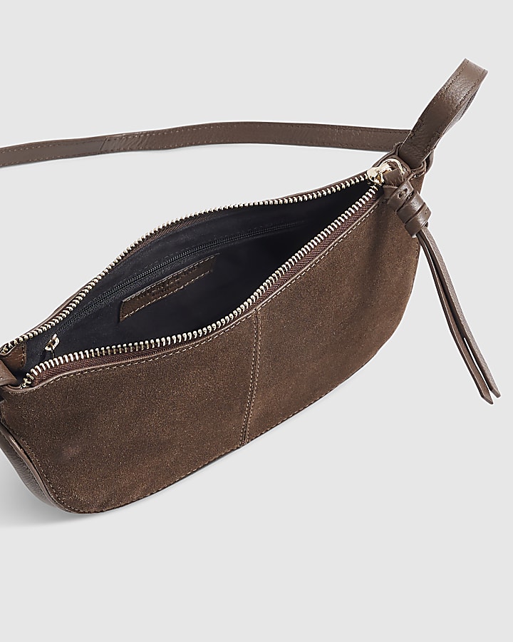 Brown Suede Cross Body Bag