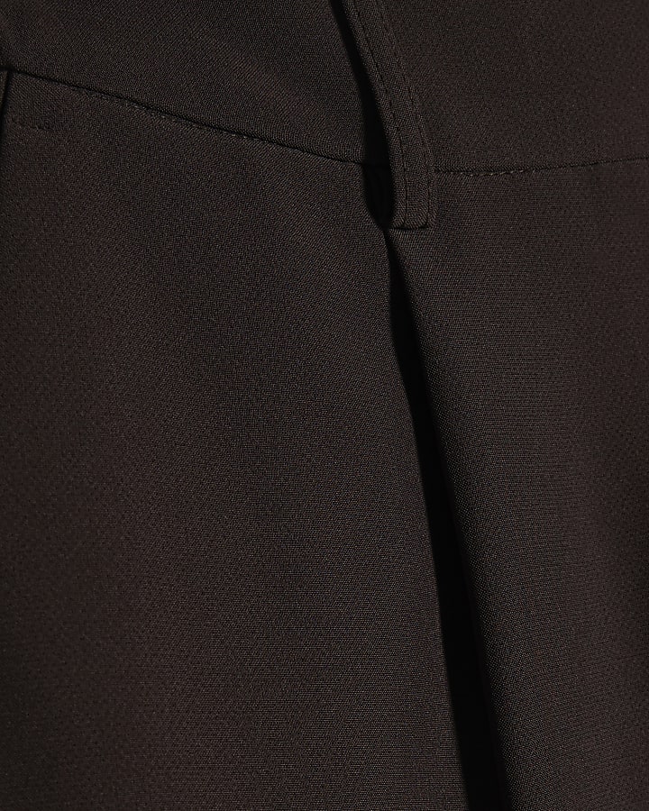 Brown Pleat Detail Barrel Leg Trousers
