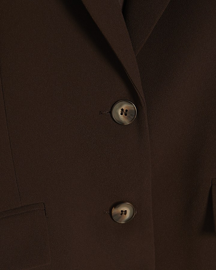 Brown Long Sleeve Single Breasted Blazer