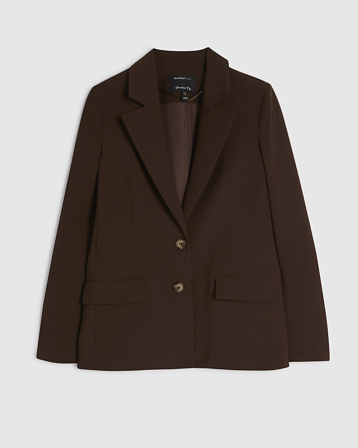 Brown Long Sleeve Single Breasted Blazer