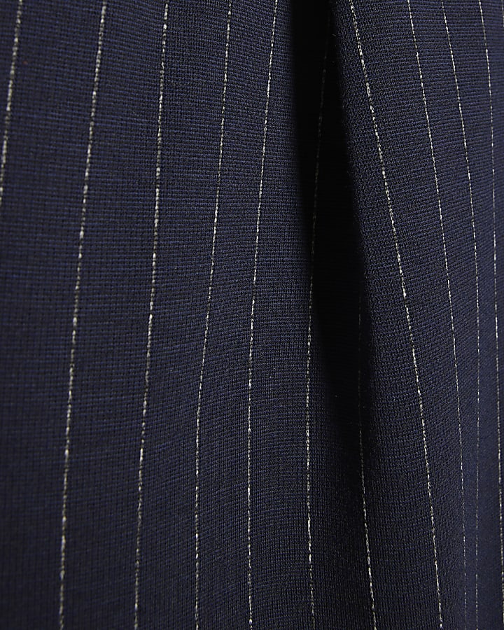Petite Navy Pinstripe Wide Leg Trousers