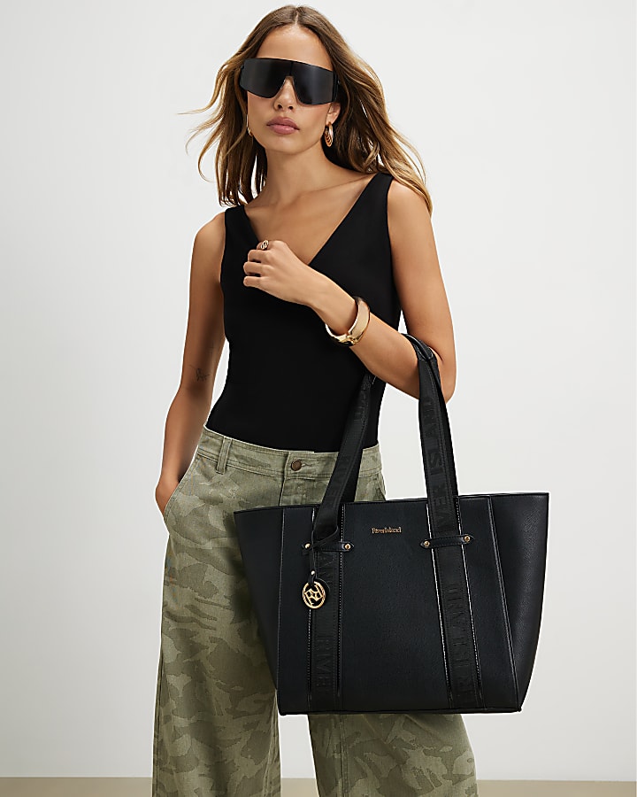 Black Webbing Wing Shopper Bag