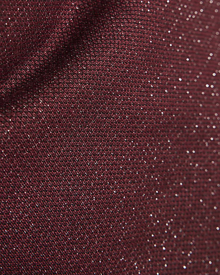 Red Glitter Drape Top