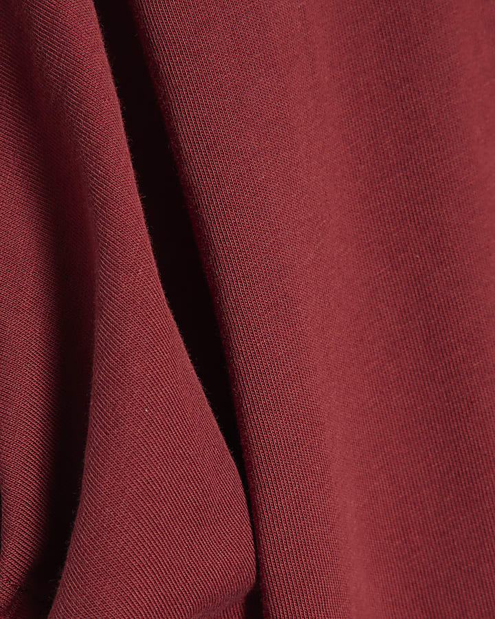 Red Ruched Sleeve T-Shirt