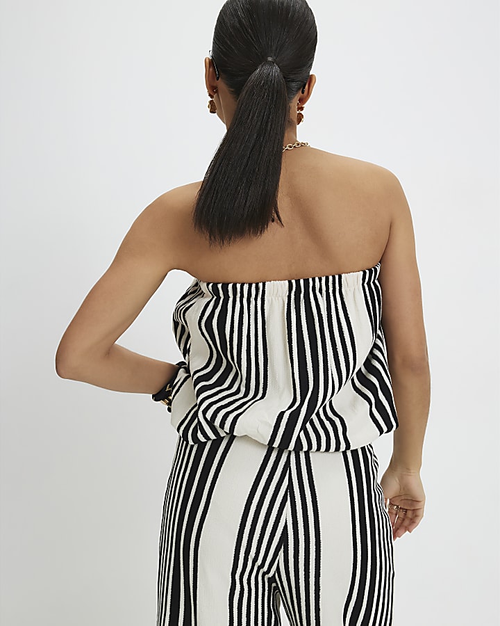 Petite White Stripe Bubble Bandeau Top