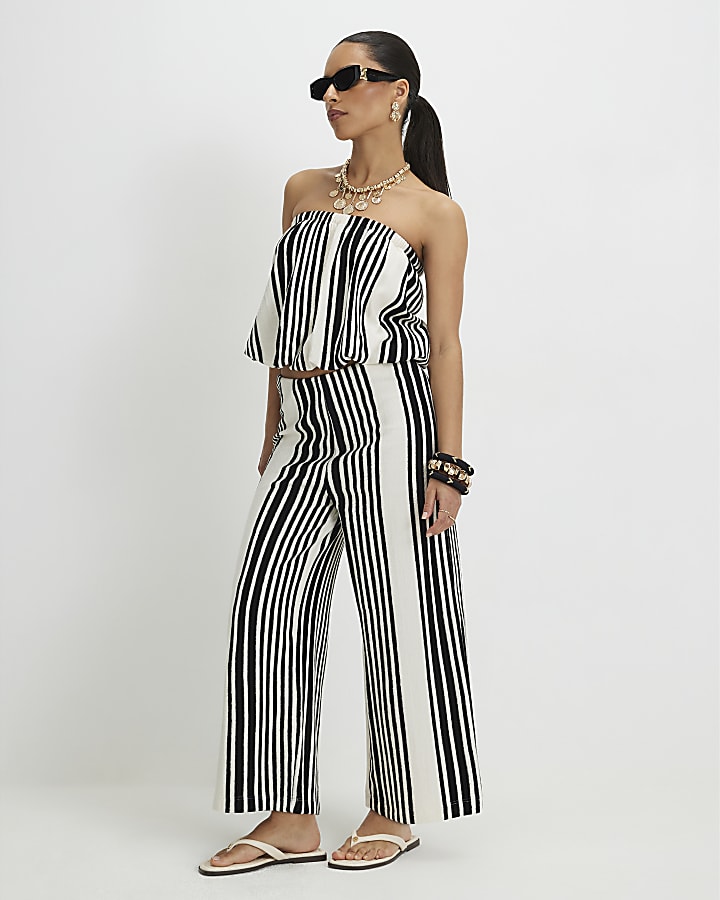 Petite White Stripe Bubble Bandeau Top