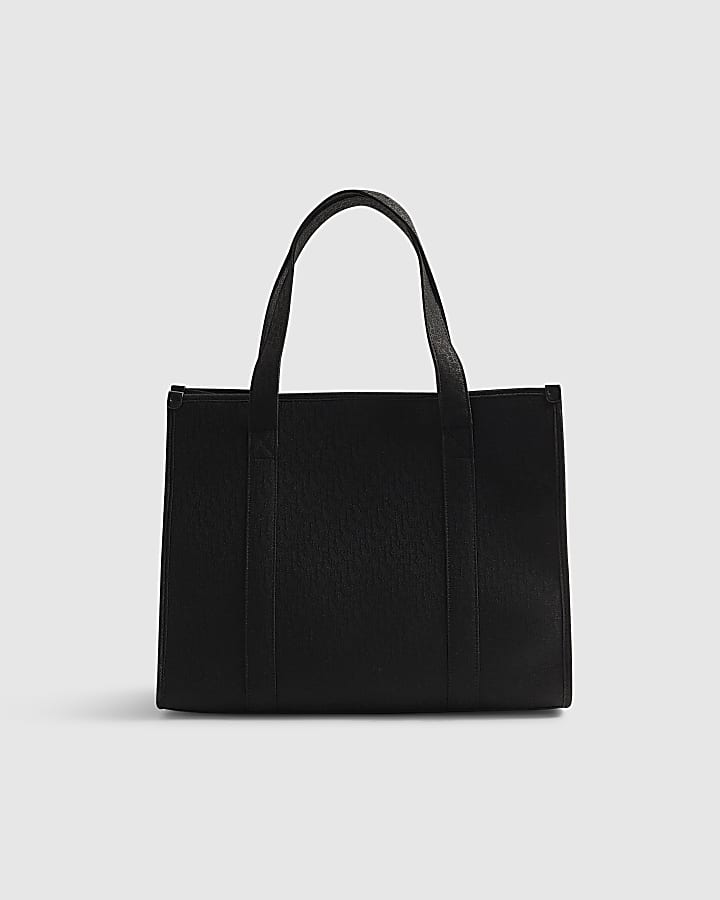 Black Jacquard Embroidered Shopper Bag