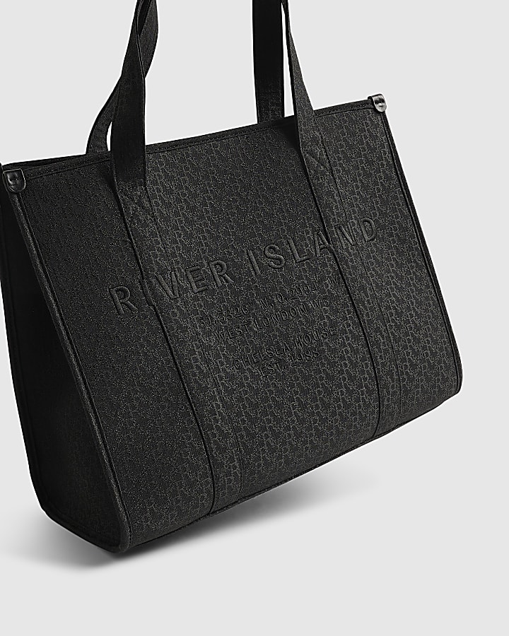 Black Jacquard Embroidered Shopper Bag